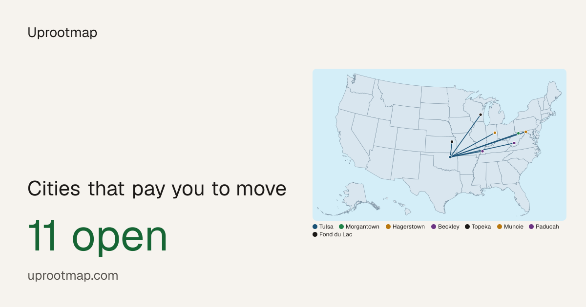 Cities That Pay You to Move (2026) · Uprootmap